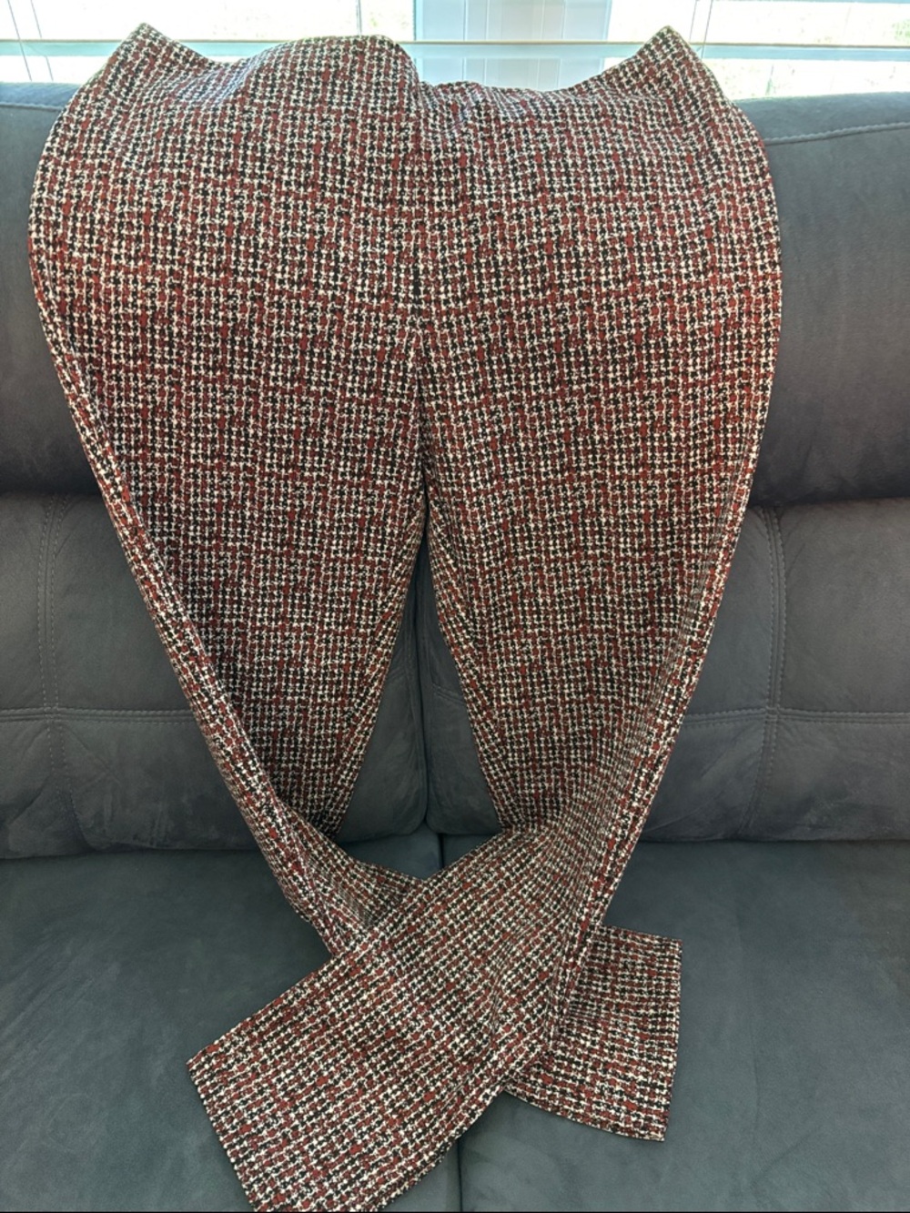Soho Chinos in Red  and Black, side slit on legs